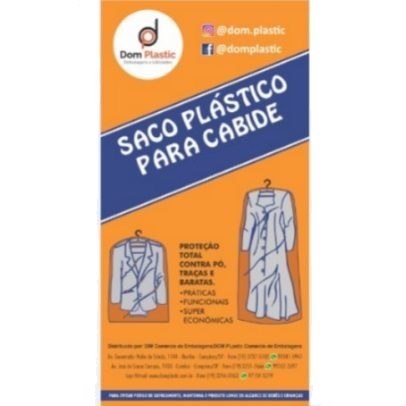 Saco plástico para cabide PEAD com 10 unidades