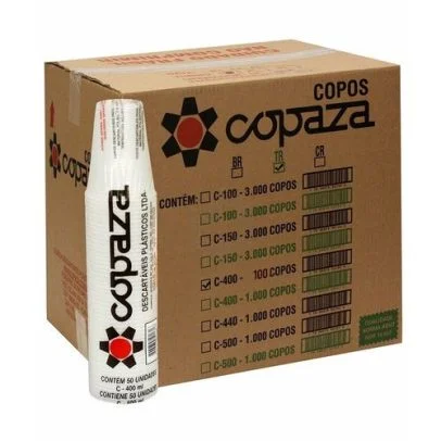 Copo plástico descartável 400 ml liso TR Copaza com 1000 unidades