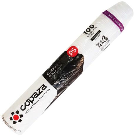 Copo plástico descartável 50 ml Copaza com 100 unidades