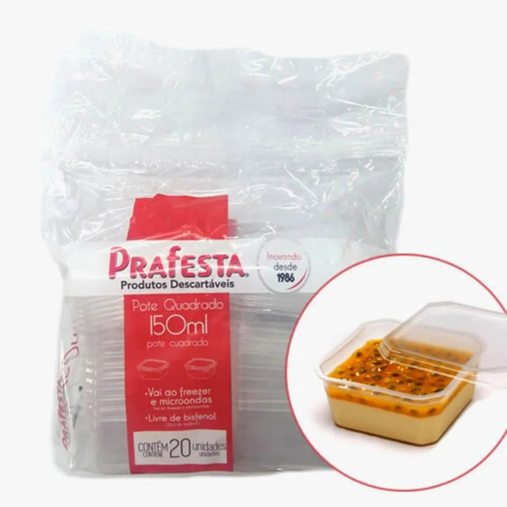 Pote quadrado com tampa Prafesta com 20 unidades - Imagem 5