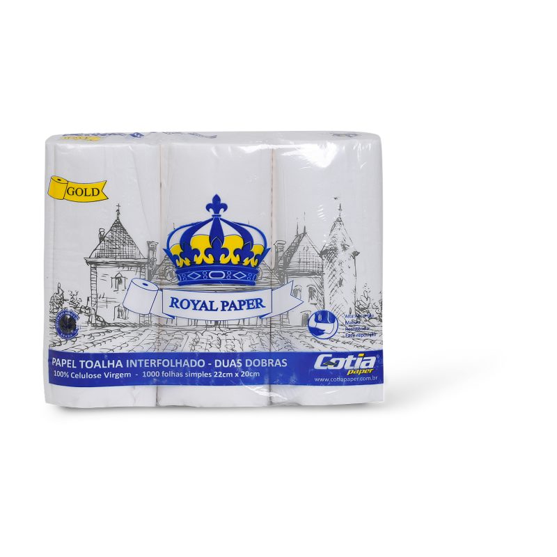 Papel toalha interfolha Royal Paper Gold 2 dobras 22x20 c/1000 un